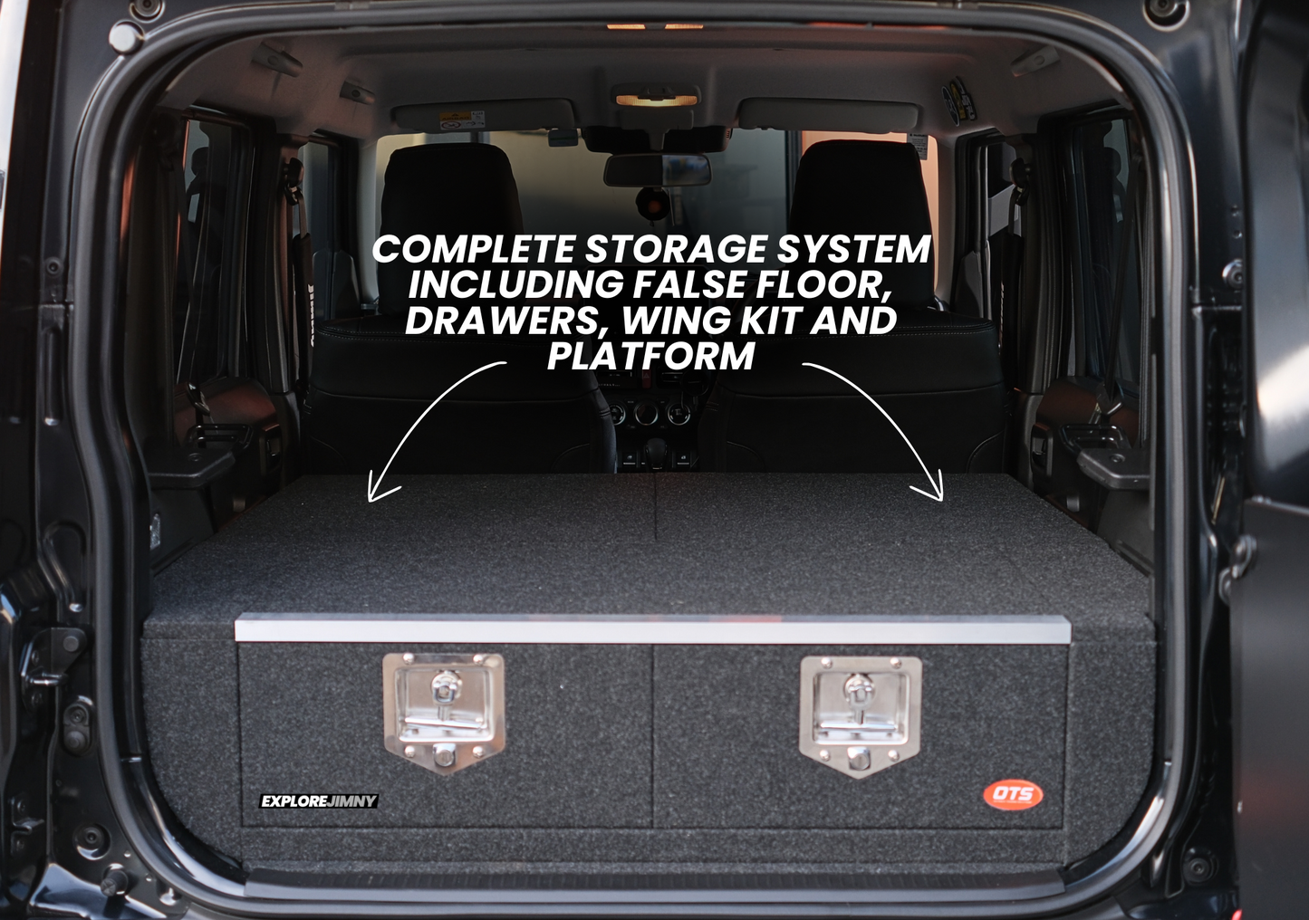 EXPLOREJIMNY jimny xl drawer system complete storage setup with drawers and false floor in vehicle trunk
