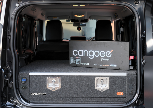 EXPLOREJIMNY Cargo Space Setup with Cangoee Power System and Storage Drawers for Off-Road Adventures